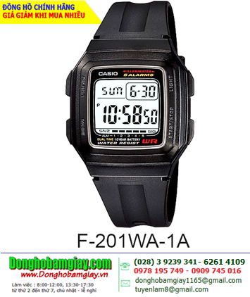 Casio F-201WA-1ADF; Đồng hồ điện tử Casio F-201WA-1ADF chính hãng (BH 1năm)